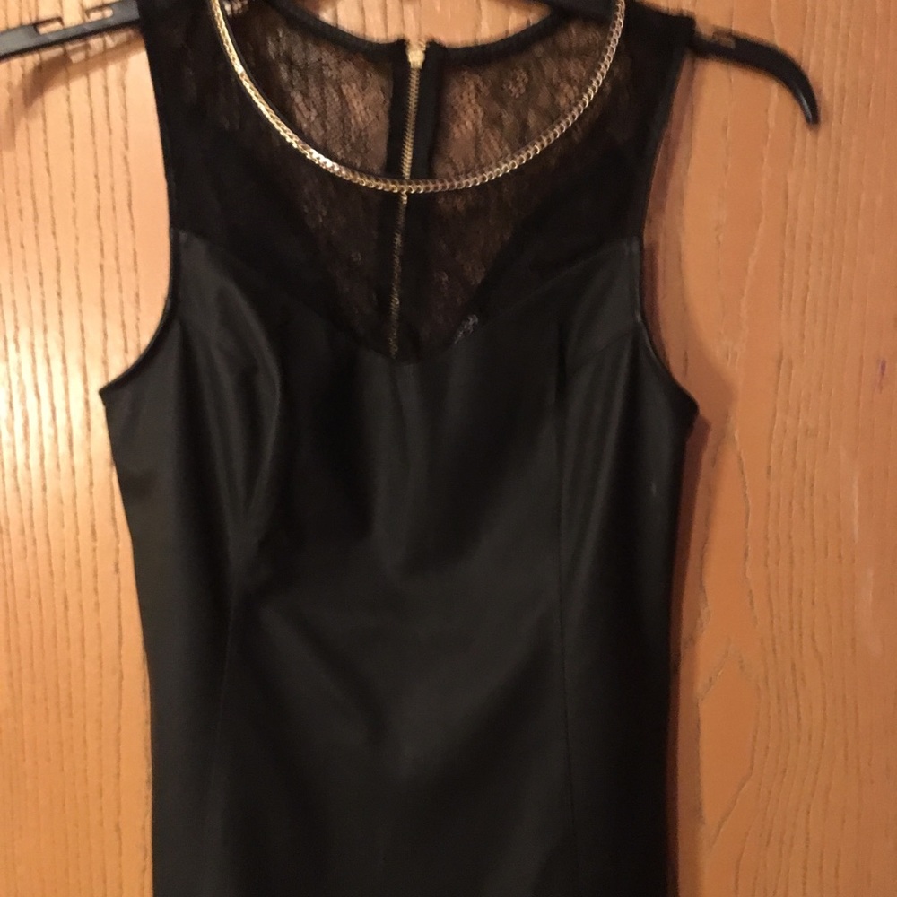 Leather, lace and gold fitted top